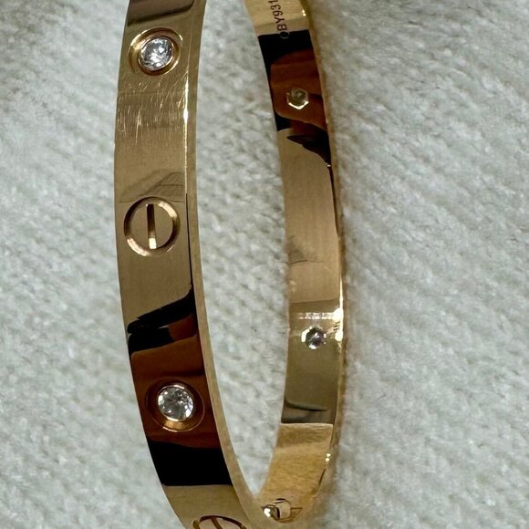 CARTIER 18K pink gold 4 Diamond LOVE BRACELET Size 16 - Picture 16 of 16